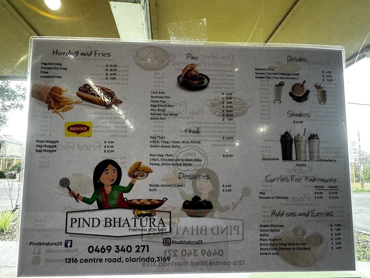 Menu, Pind Bhatura