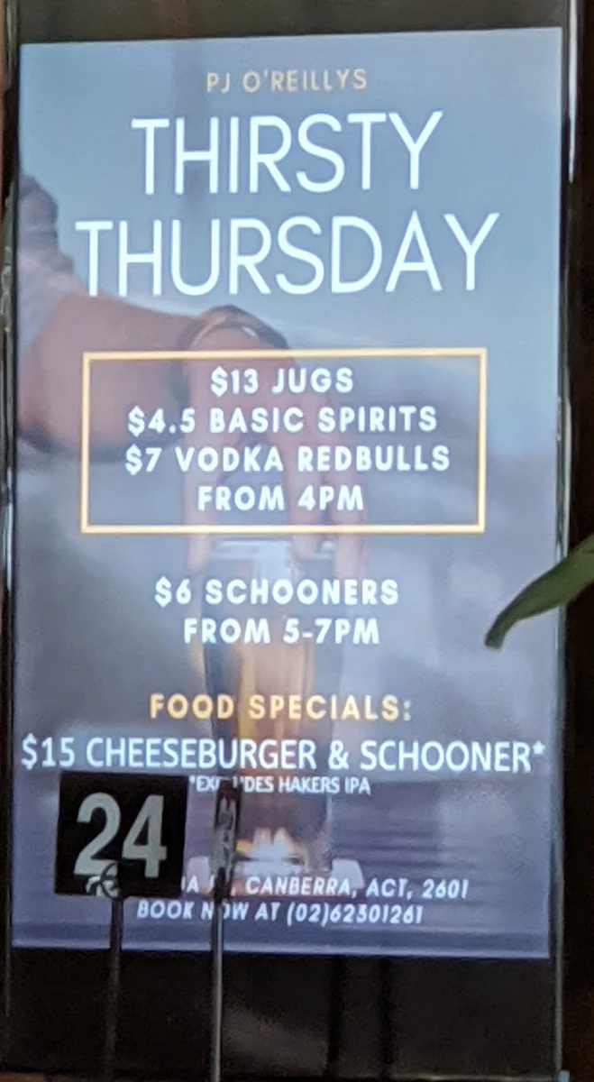 Menu, PJs in the City