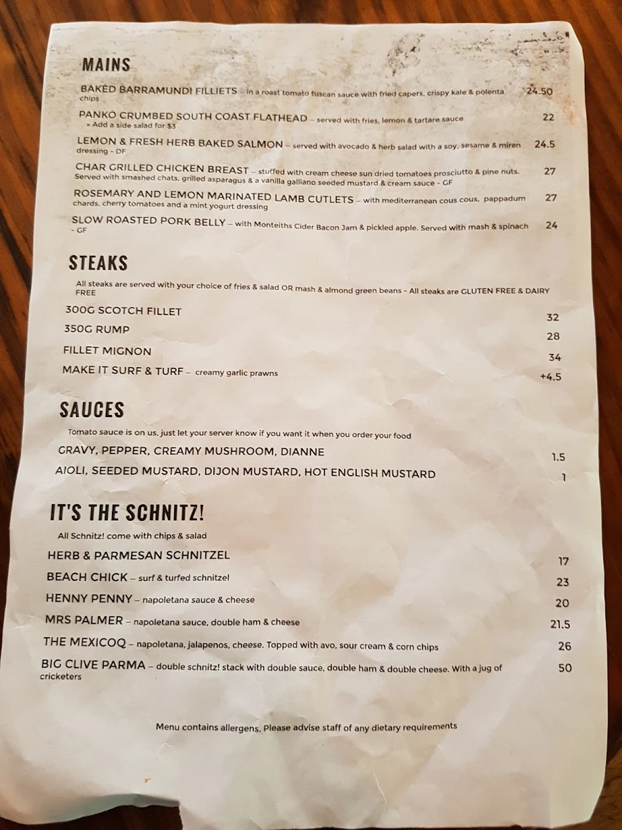 Menu, PJs in the City