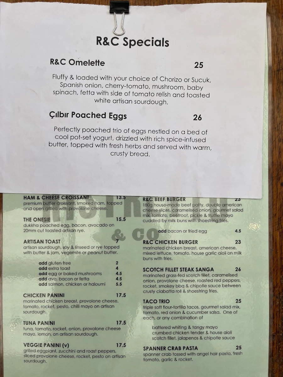 Menu, Ristretto & Co