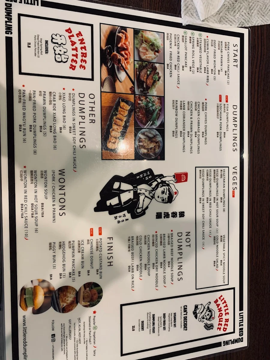 Menu, Little Red Dumpling Maroochydore