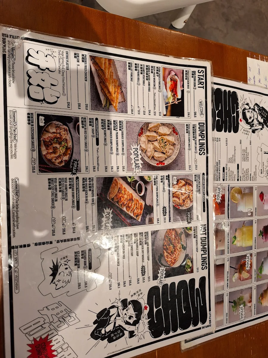 Menu, Little Red Dumpling Maroochydore