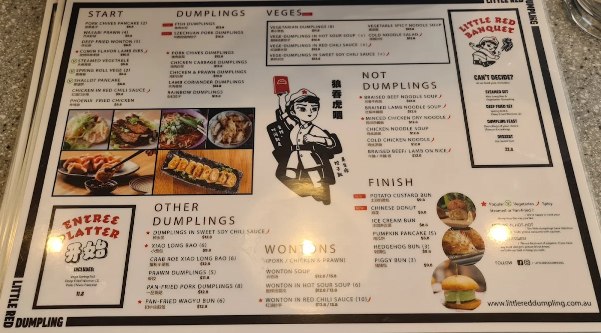 Menu, Little Red Dumpling Maroochydore