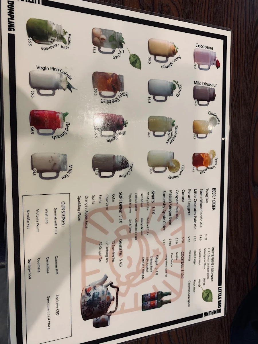 Menu, Little Red Dumpling Maroochydore