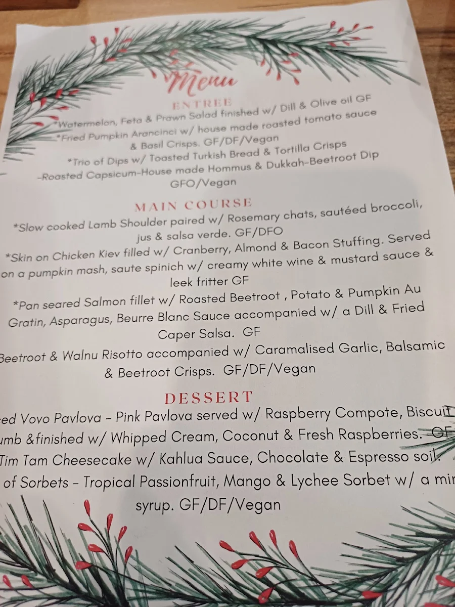 Menu, Lockyer Hotel