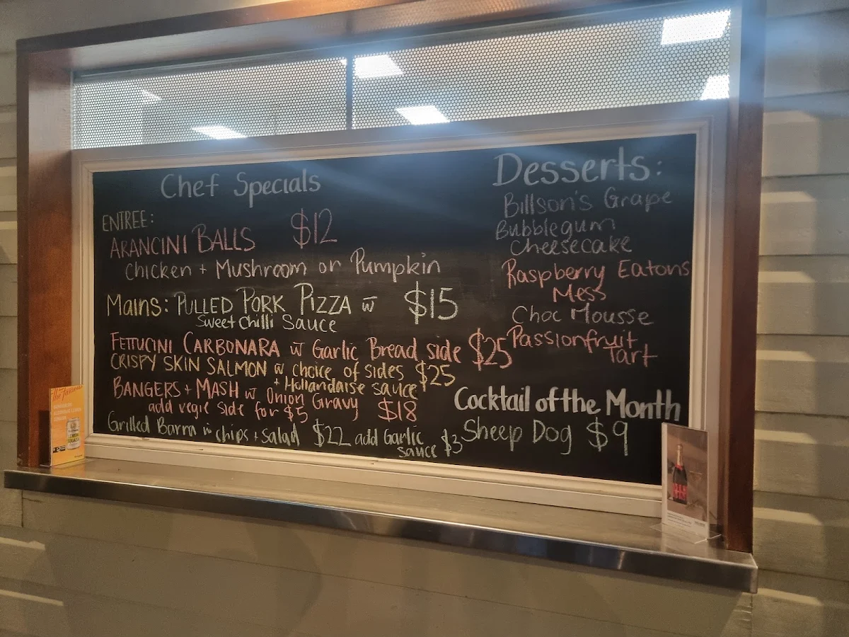 Menu, Lockyer Hotel