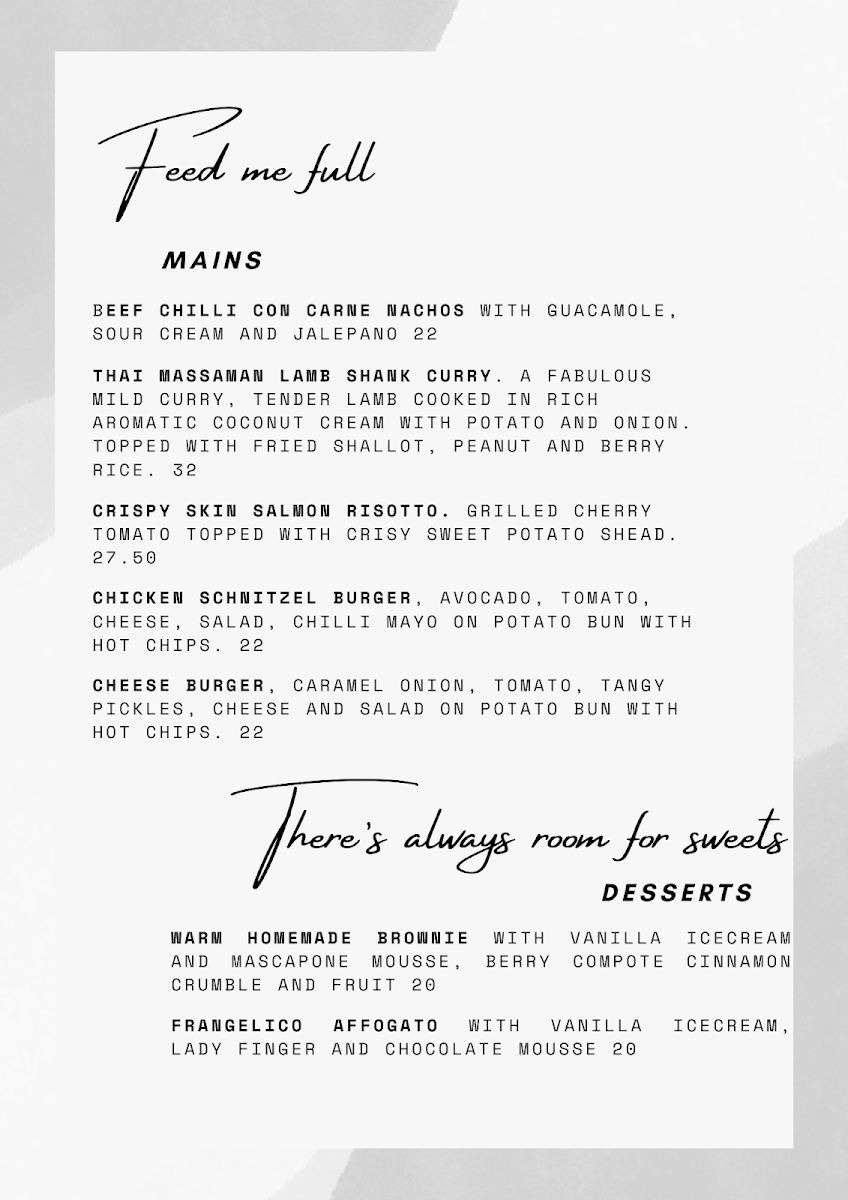 Menu, Ben & Annie’s
