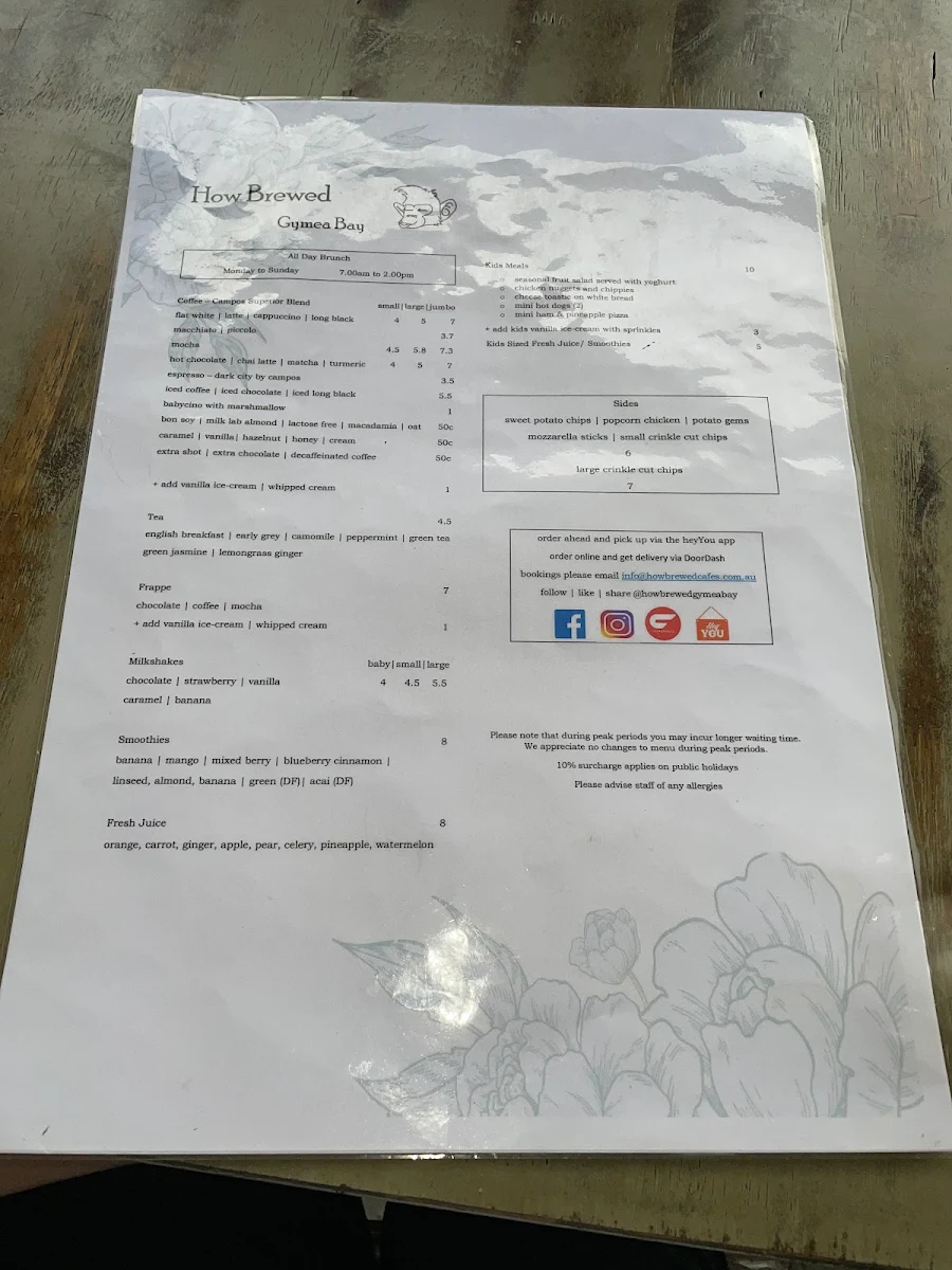 Menu, Ben & Annie’s