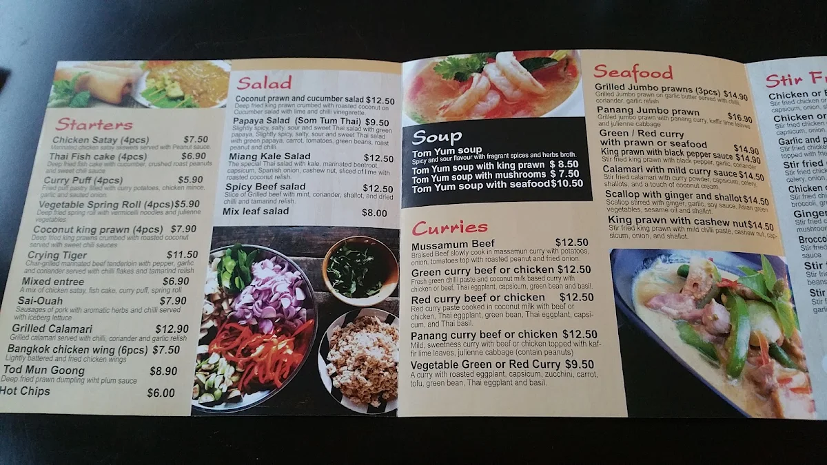 Menu, The Local Thai Restaurant