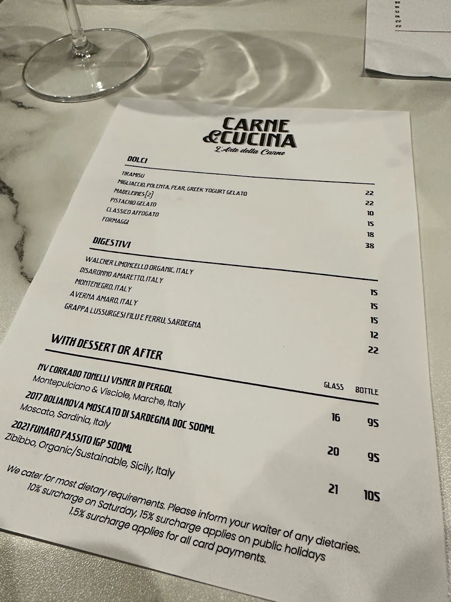 Menu, Carne & Cucina