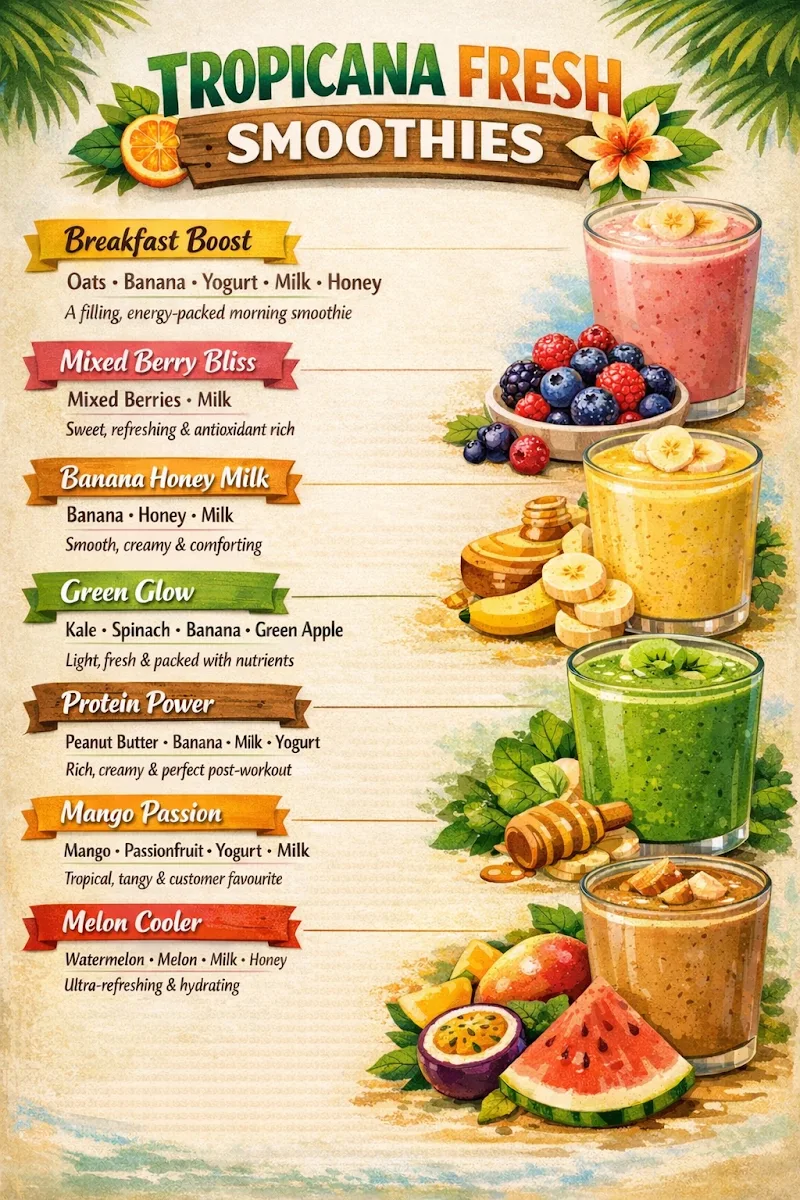 Menu, Tropicana Fresh