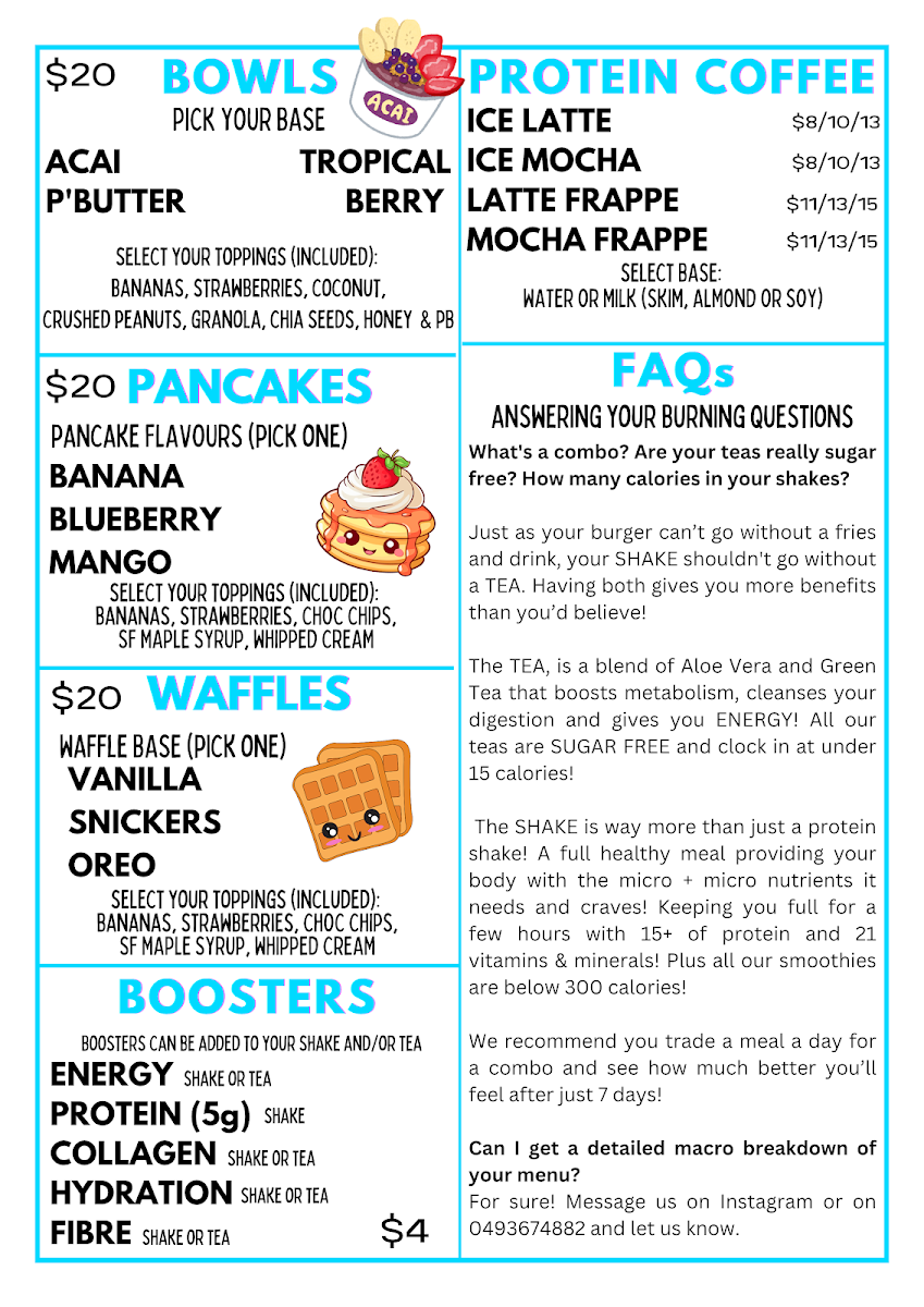 Menu, Liverpool Nutrition