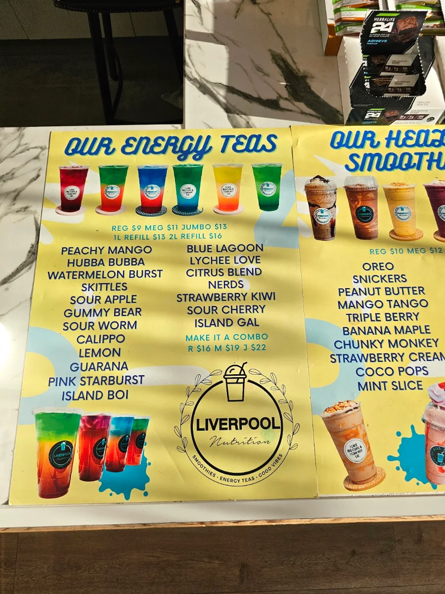 Menu, Liverpool Nutrition