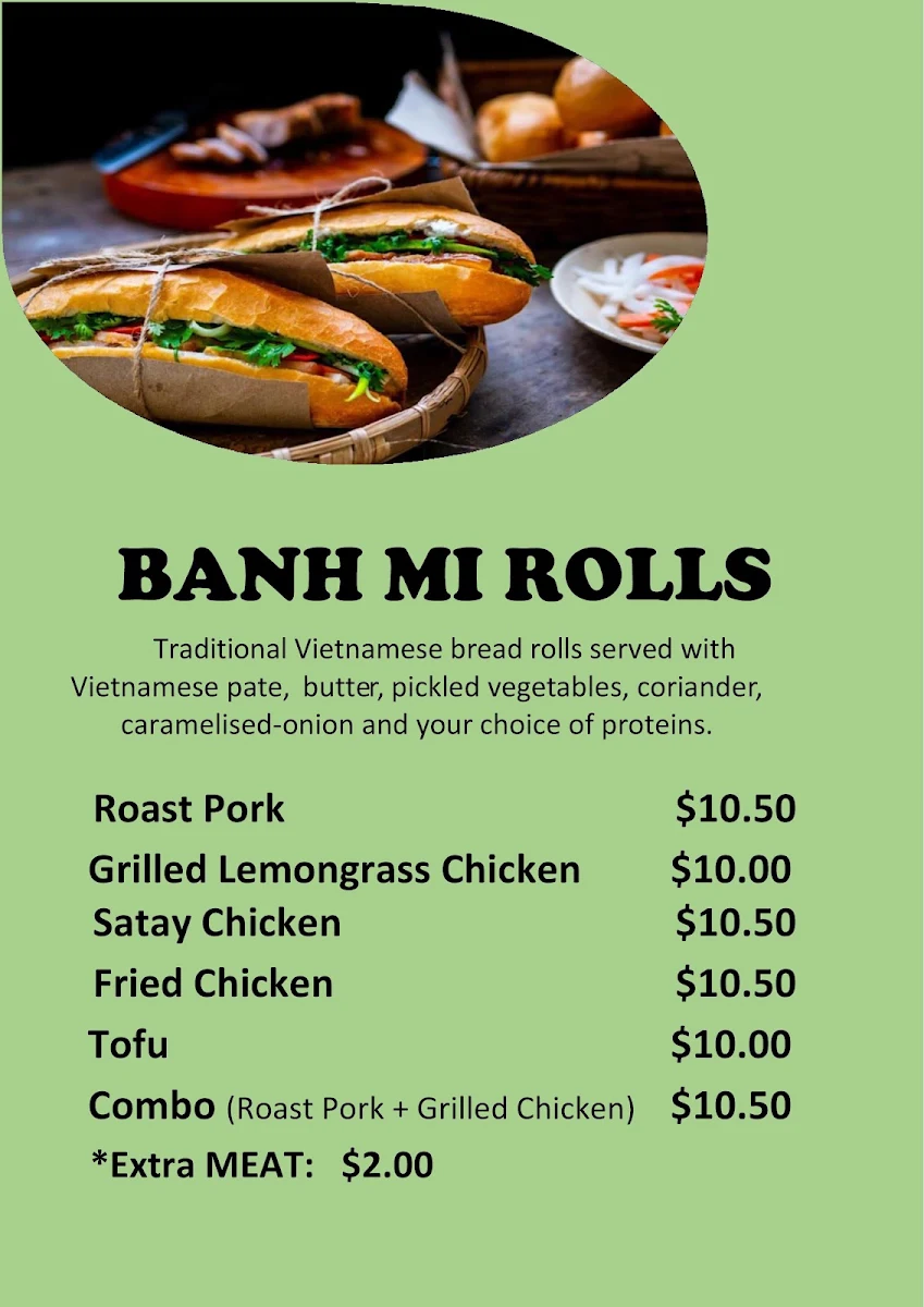 Menu, Northbri Banh Mi