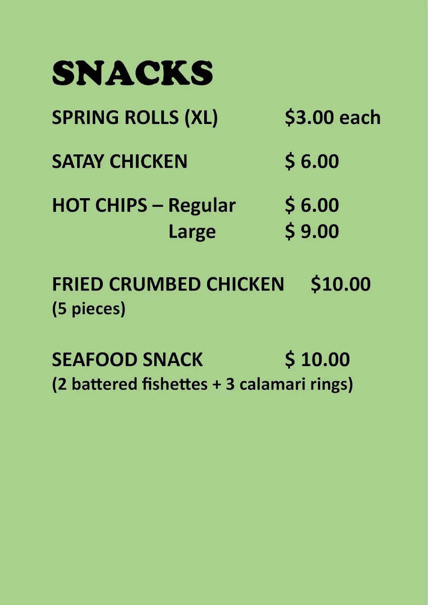 Menu, Northbri Banh Mi