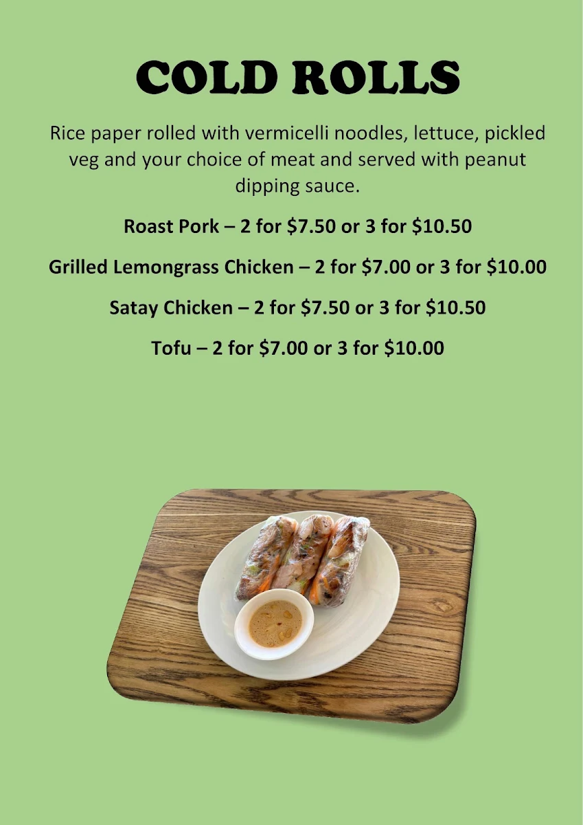 Menu, Northbri Banh Mi