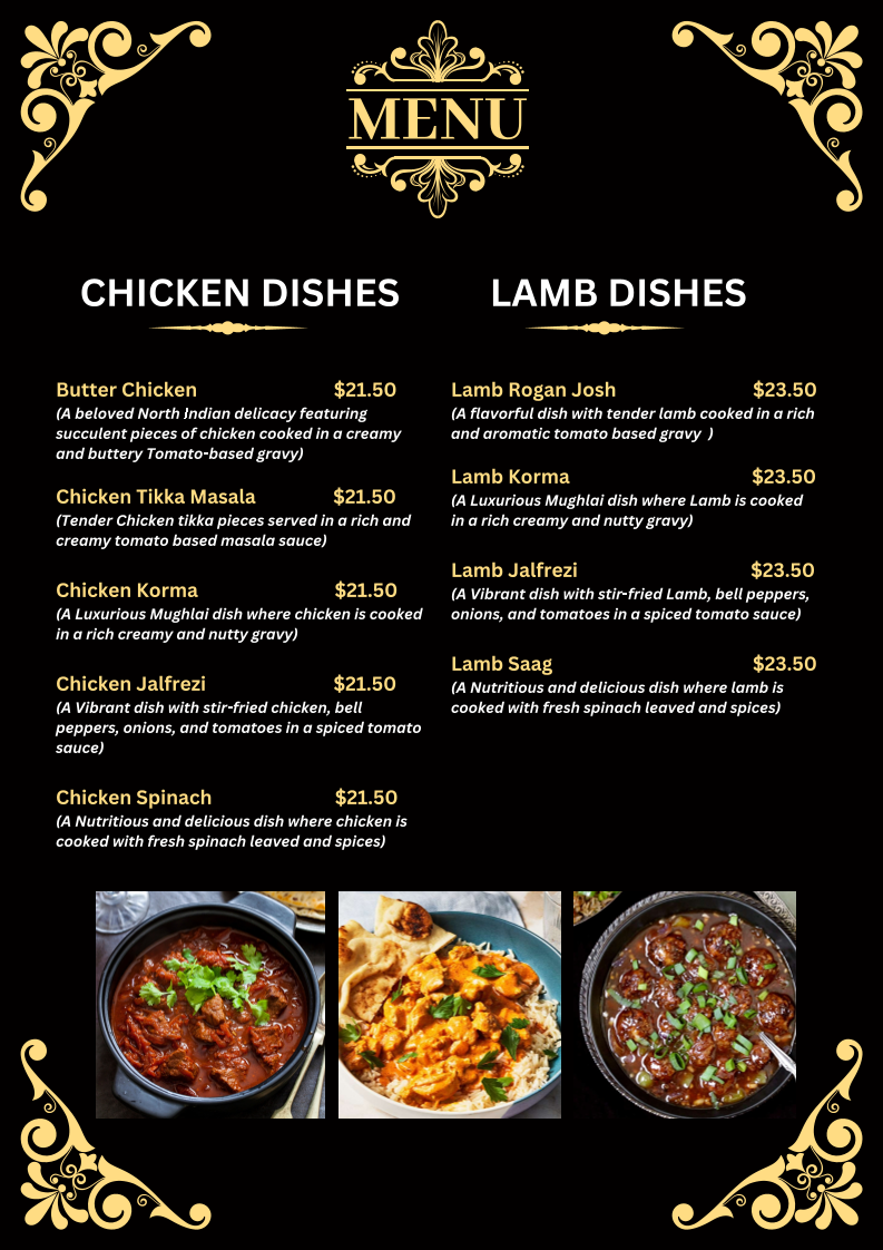 Menu, Bikaner Sweets & Indian Restaurant