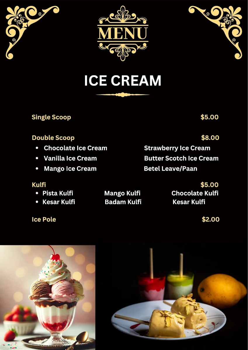 Menu, Bikaner Sweets & Indian Restaurant