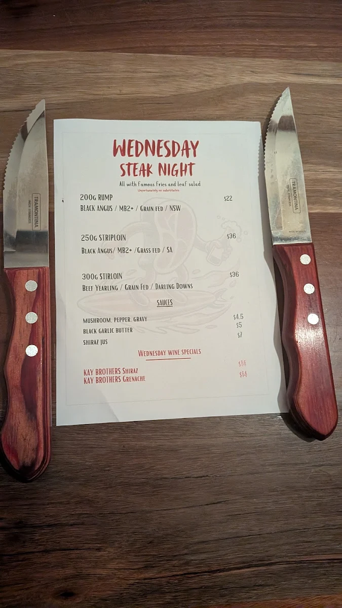 Menu, Local Burleigh