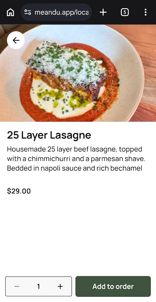Menu, Local Burleigh