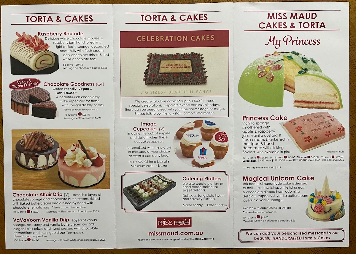 Menu, Miss Maud Midland