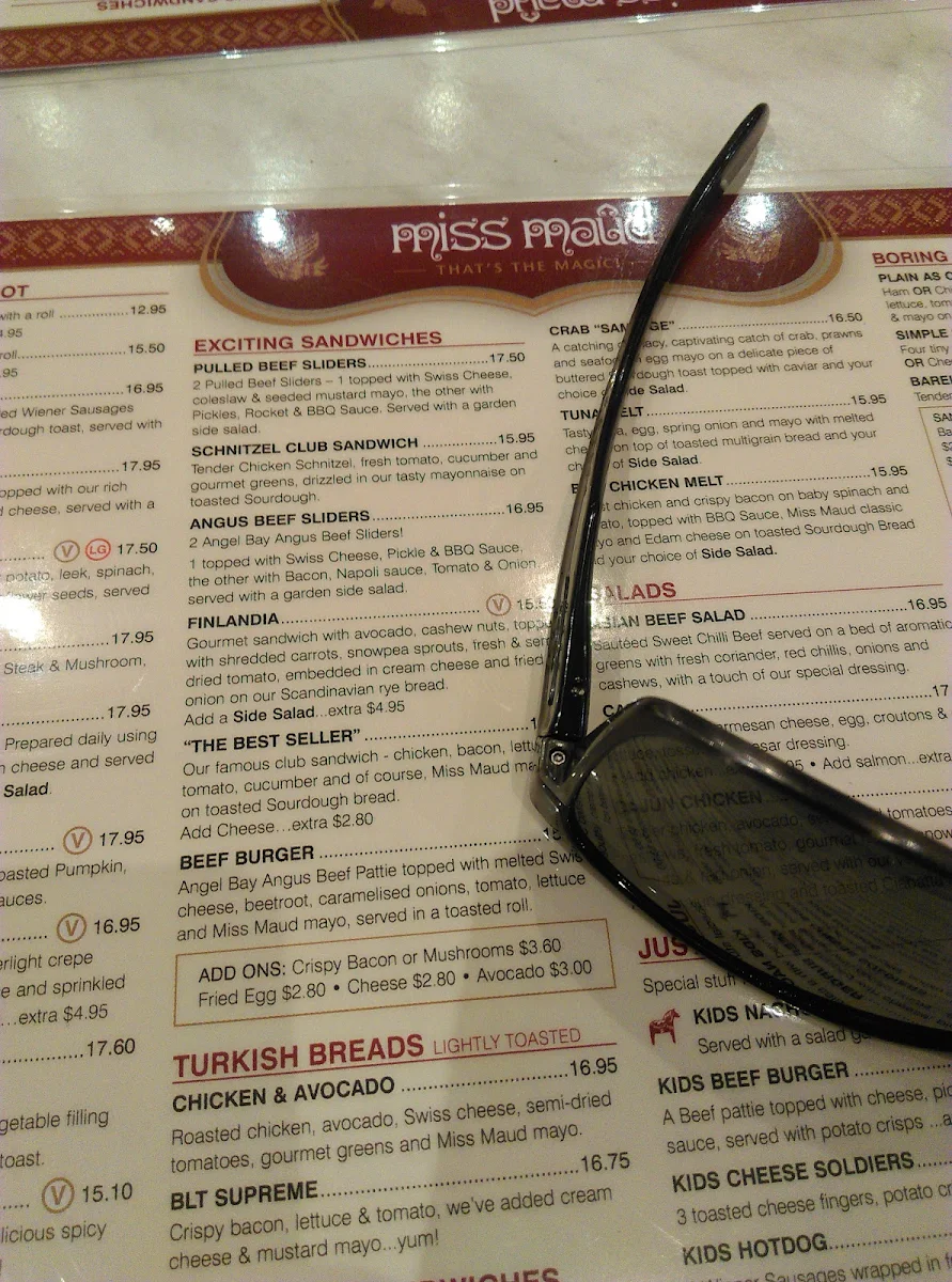 Menu, Miss Maud Midland