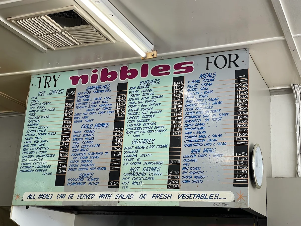 Menu, Nibbles Cafe