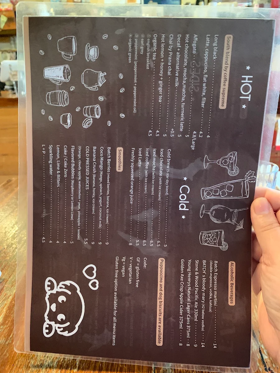 Menu, Batch Espresso
