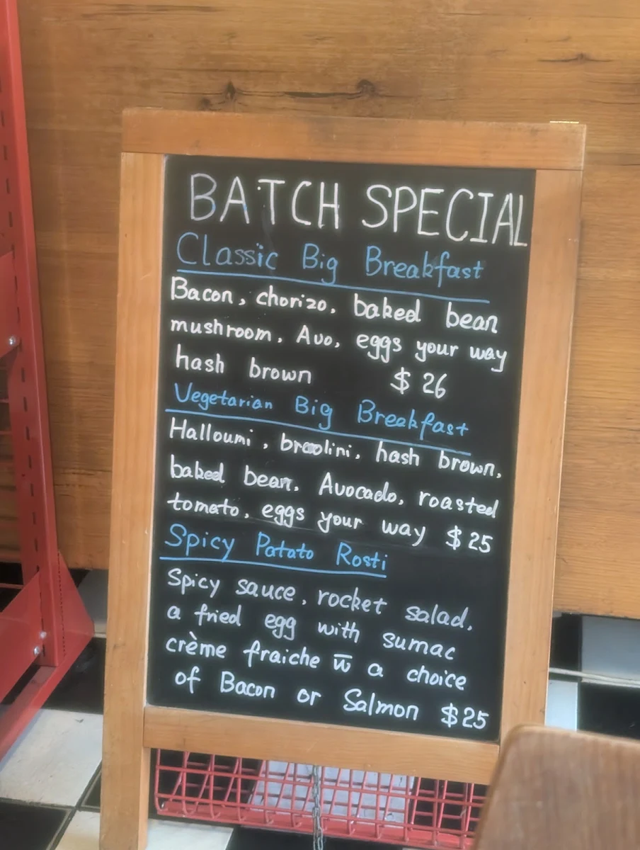 Menu, Batch Espresso