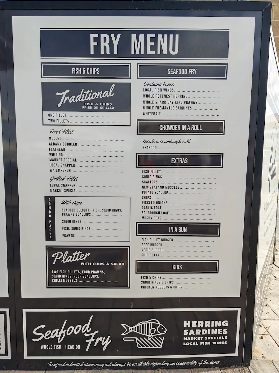 Menu, Kailis Fishmarket Cafe
