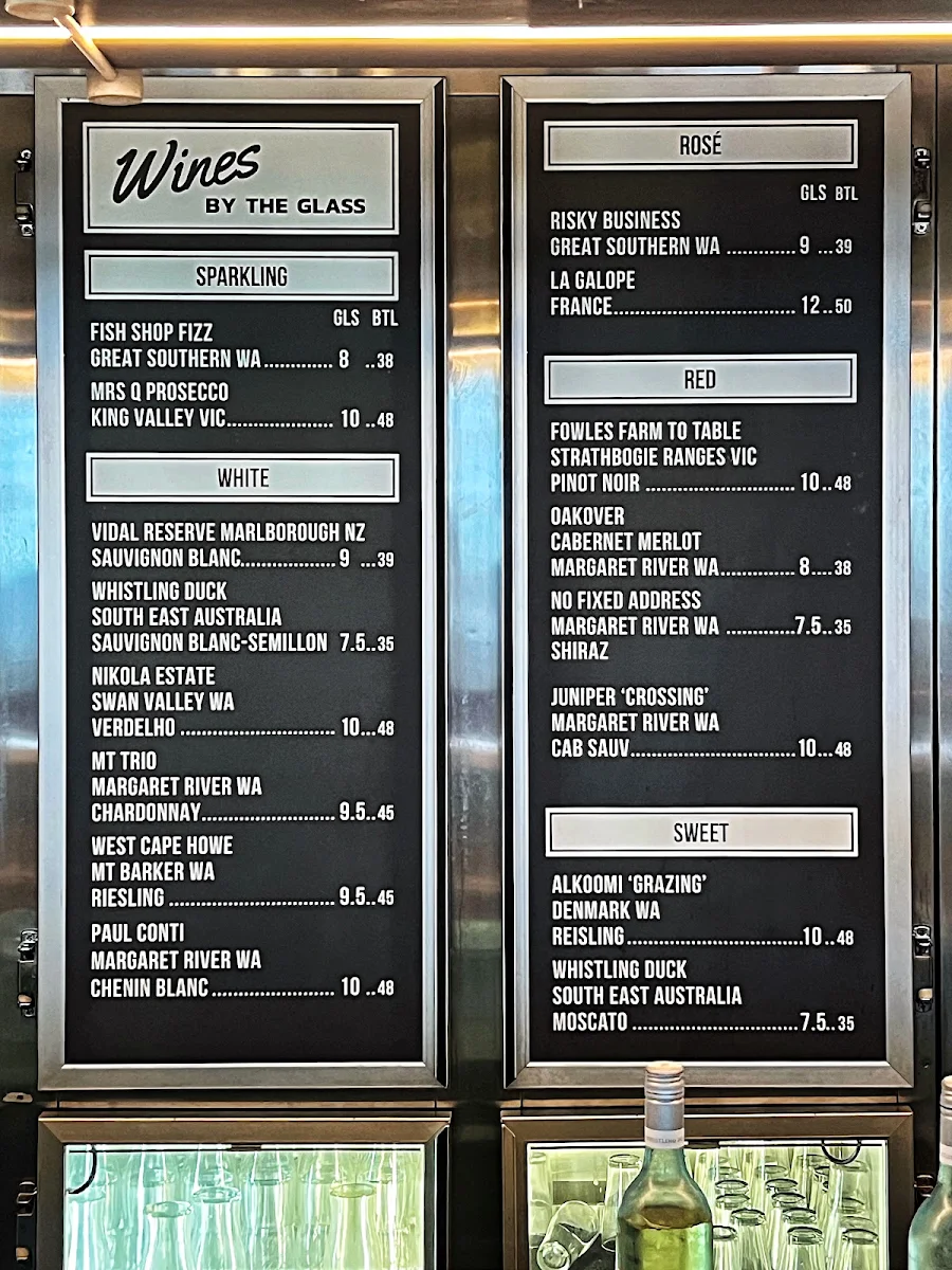 Menu, Kailis Fishmarket Cafe