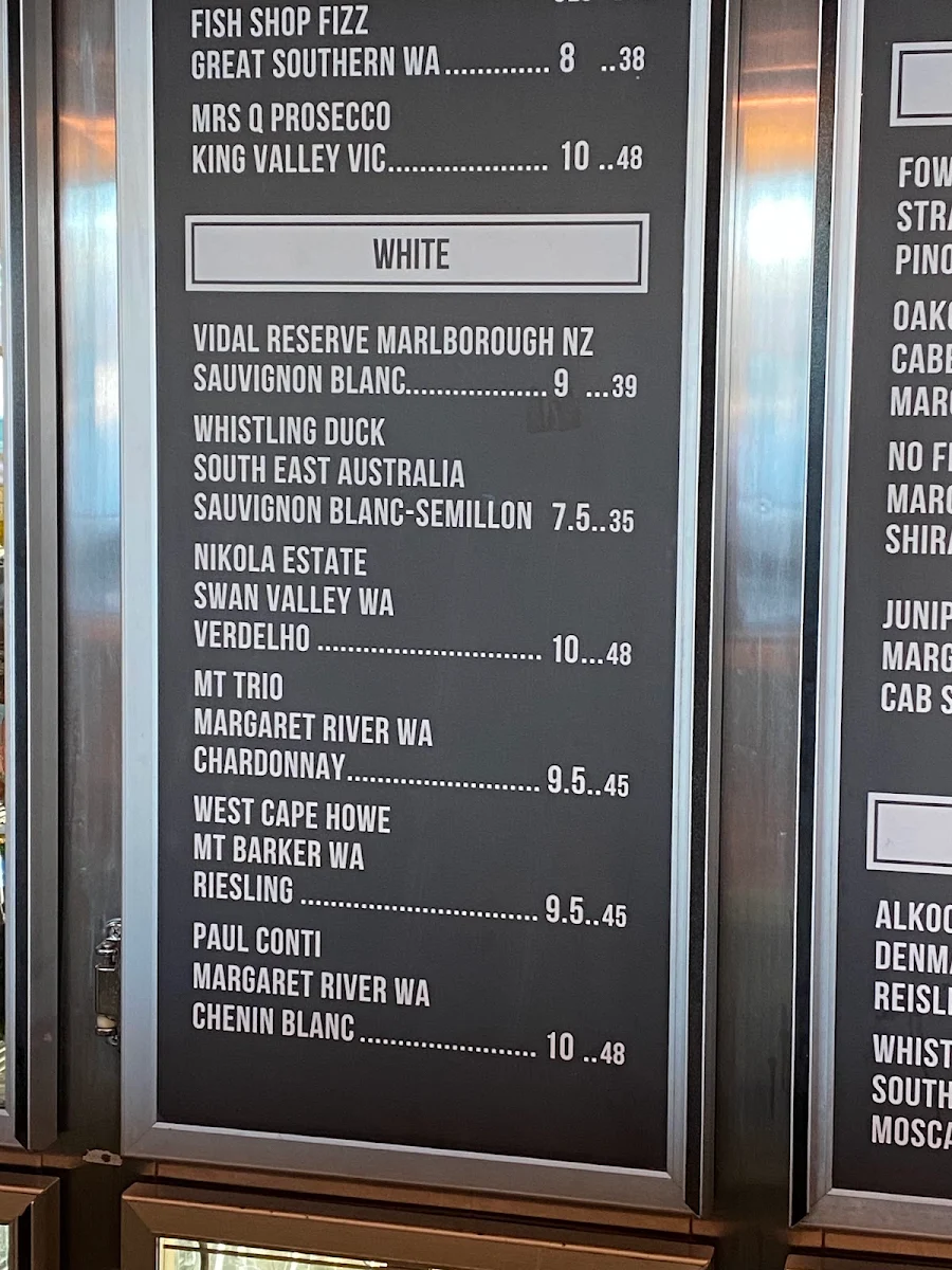 Menu, Kailis Fishmarket Cafe