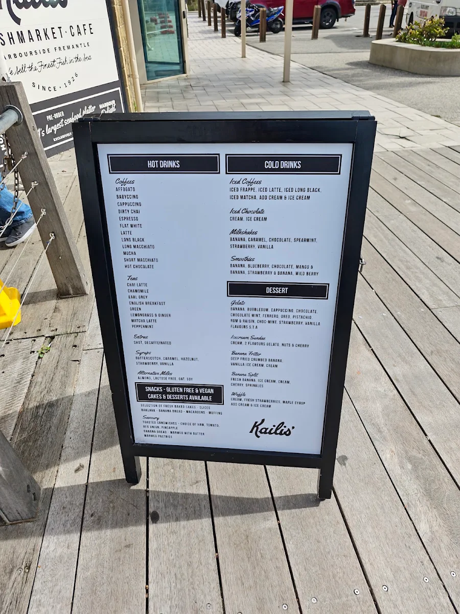 Menu, Kailis Fishmarket Cafe