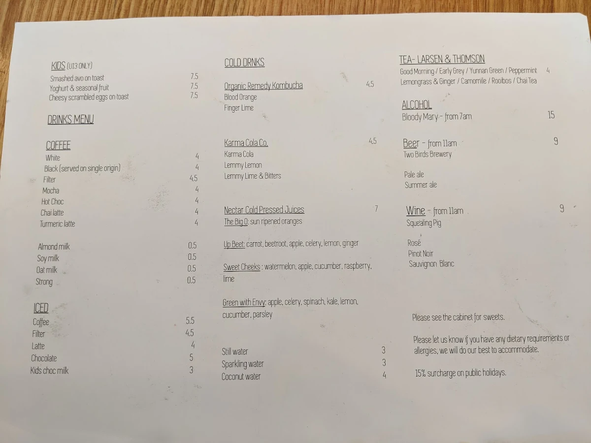Menu, Pango