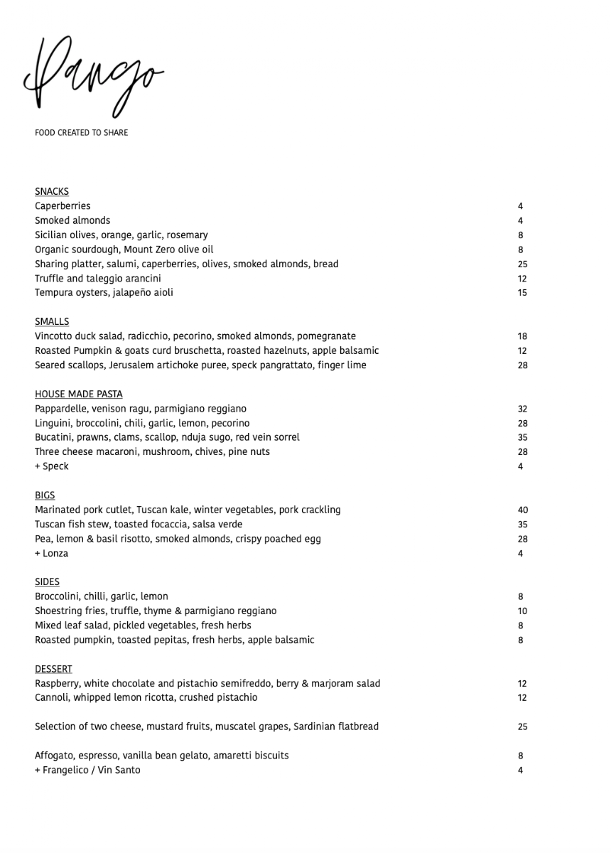 Menu, Pango