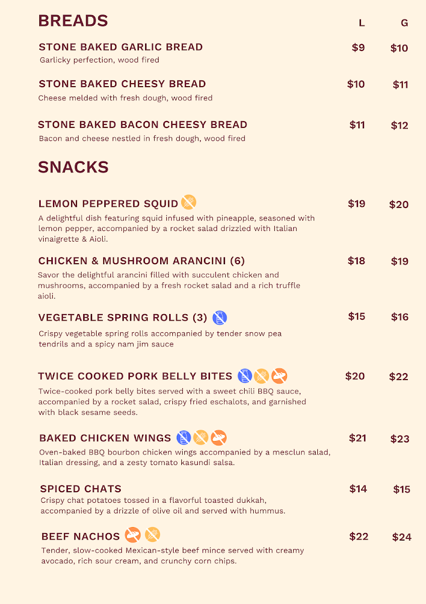 Menu, Bellbird Hotel