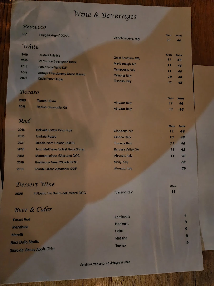 Menu, Mother Dough Restaurant & Wine Bar