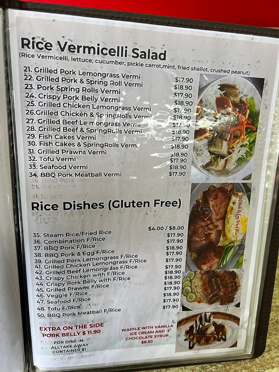 Menu, Pho house traditional Vietnamese food