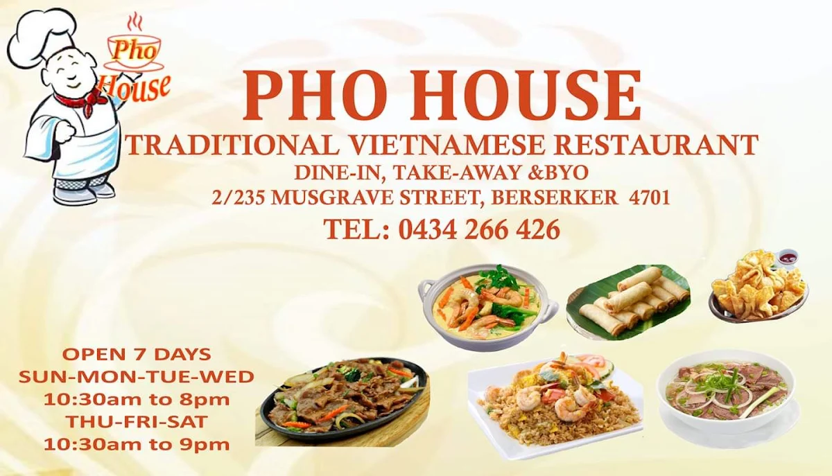 Menu, Pho house traditional Vietnamese food