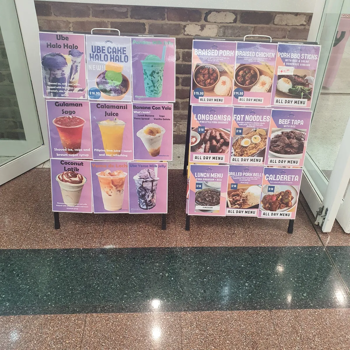 Menu, Leoncia's Filipino Desserts & Yema