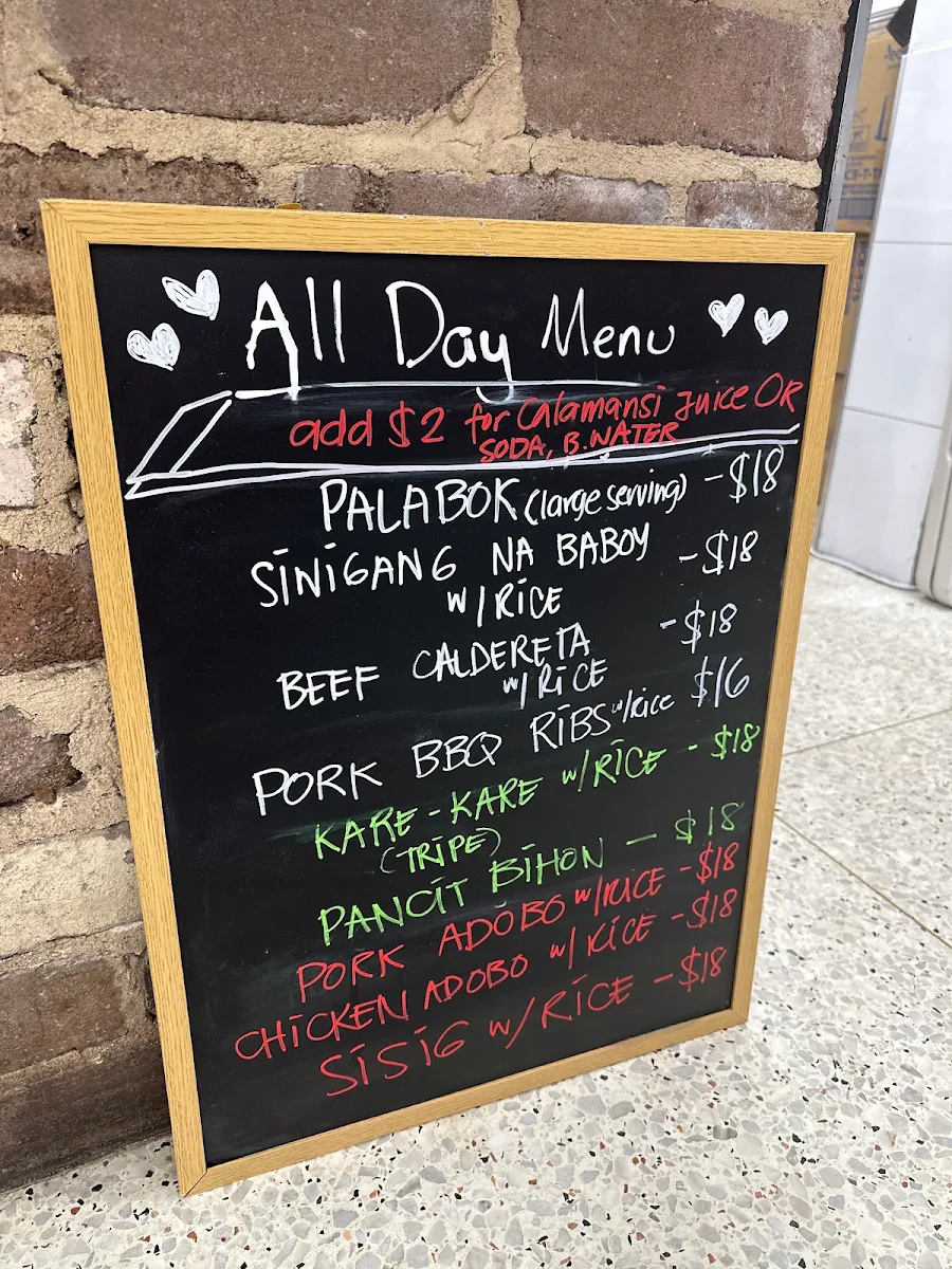 Menu, Leoncia's Filipino Desserts & Yema