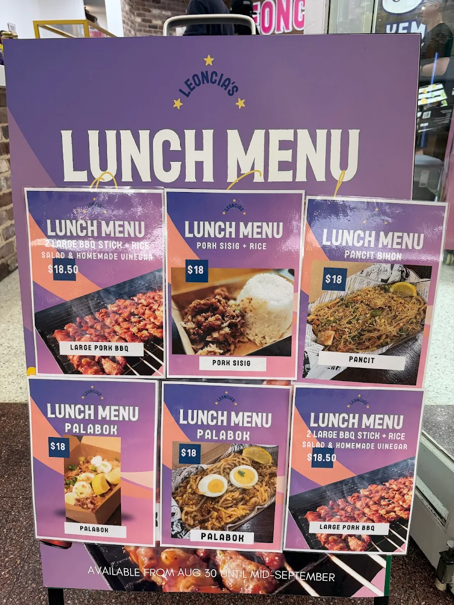 Menu, Leoncia's Filipino Desserts & Yema