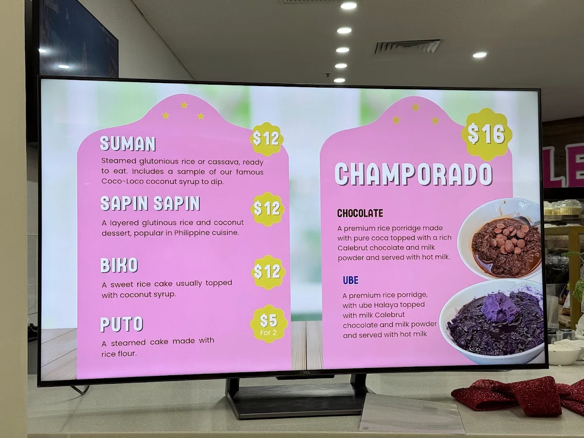 Menu, Leoncia's Filipino Desserts & Yema