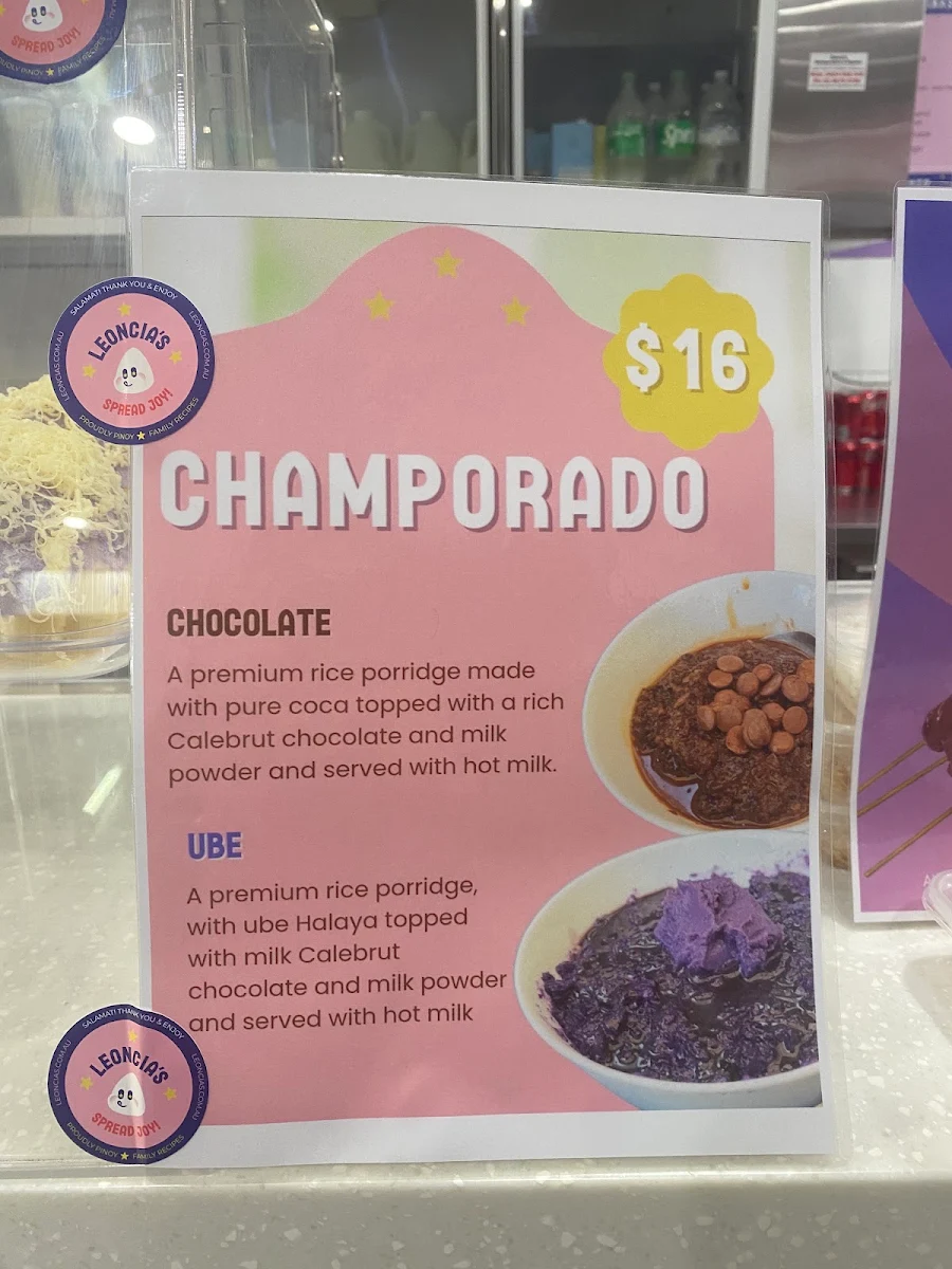 Menu, Leoncia's Filipino Desserts & Yema