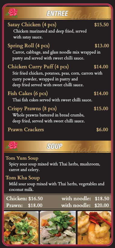 Menu, Thai Tae