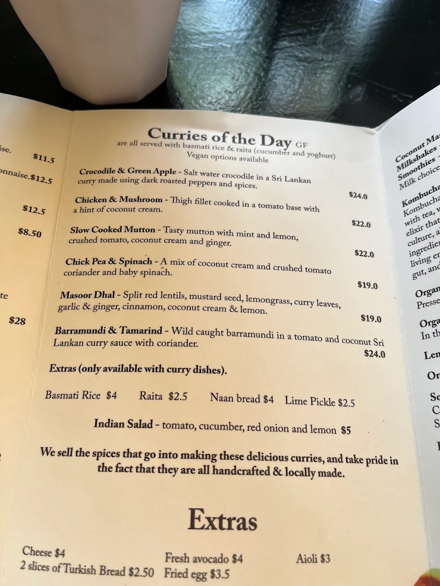 Menu, Frogs Kuranda