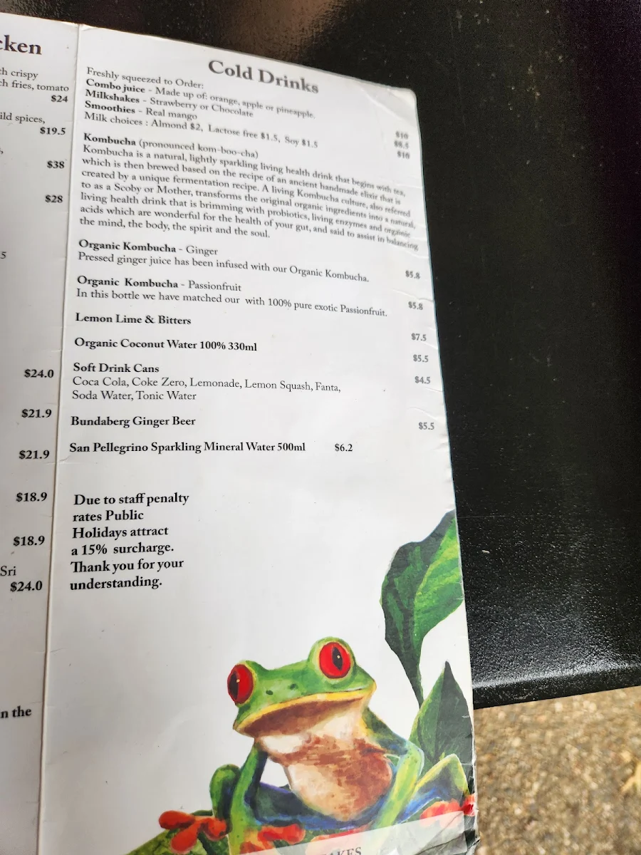 Menu, Frogs Kuranda