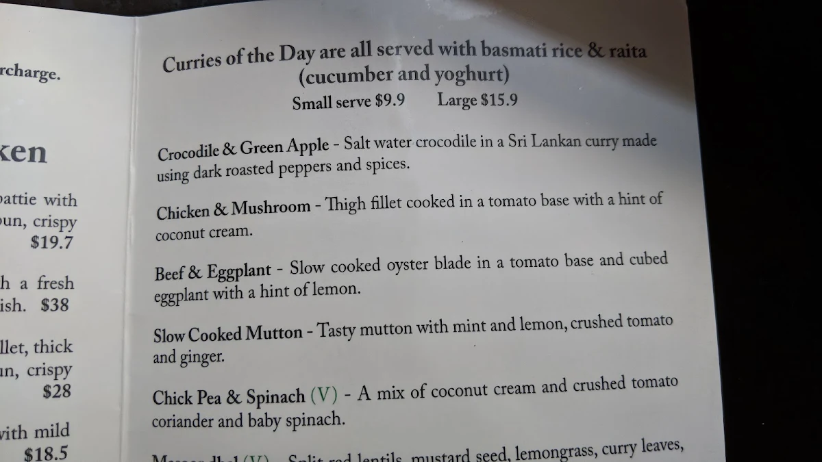Menu, Frogs Kuranda