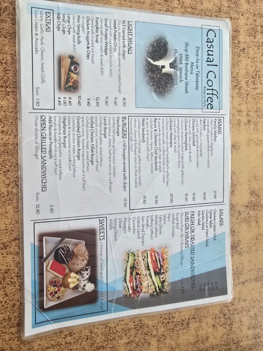 Menu, Casual Coffee