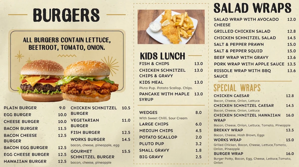 Menu, The Baker's Den Bakery Cafe